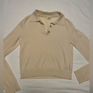 Wilfred Cream Cashmere Collared Sweater
